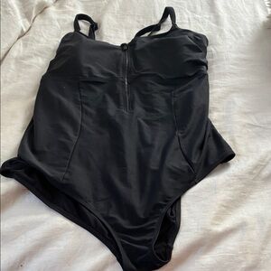 Torrid 3x Black One-Piece Swimsuit with Zipper